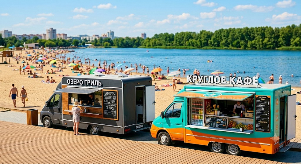 На официальном городском пляже Тюмени организовали работу фудтраков
